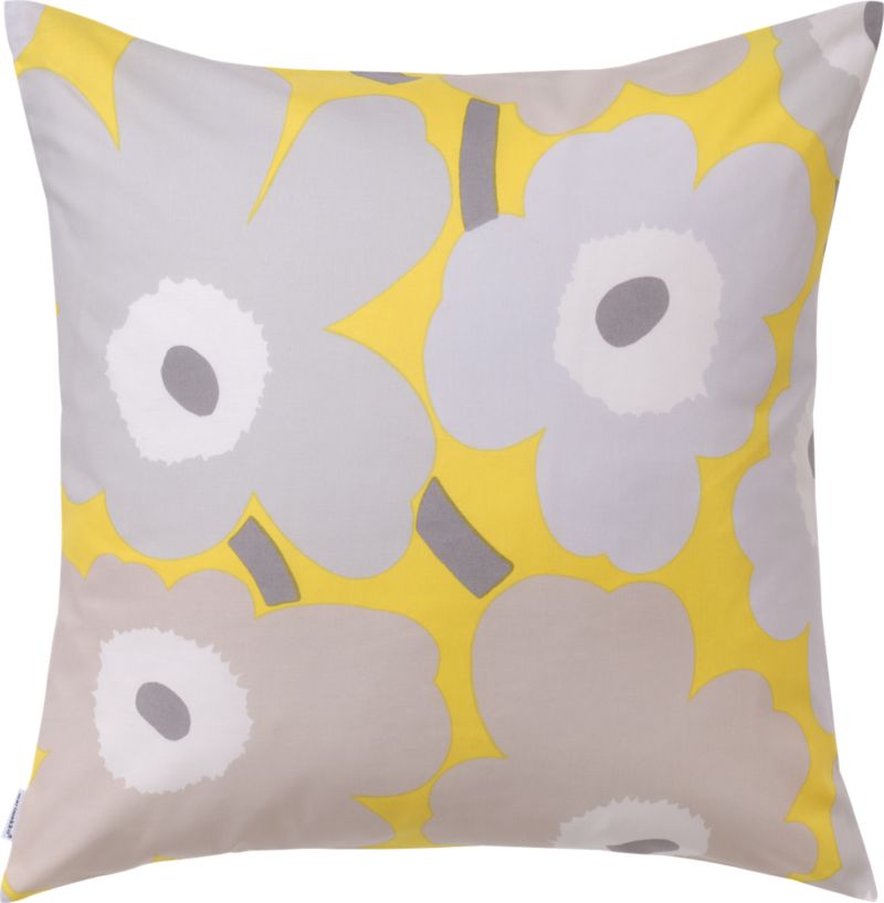 Marimekko Pieni Unikko Grey and Yellow 20" Pillow