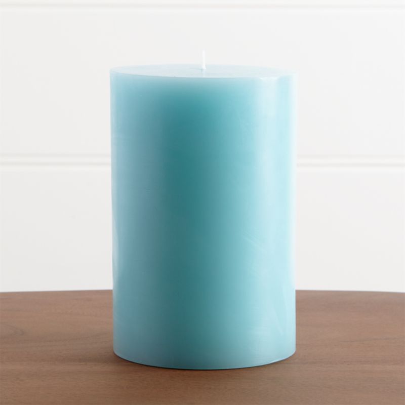 Aqua 4"x6" Pillar Candle Crate and Barrel
