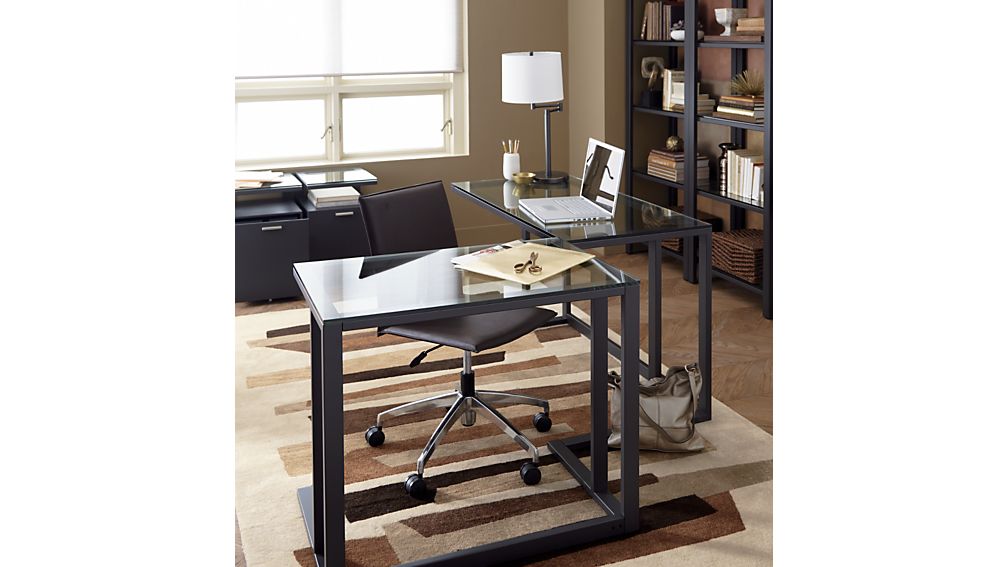 Pilsen Graphite Glass Desk Crate and Barrel