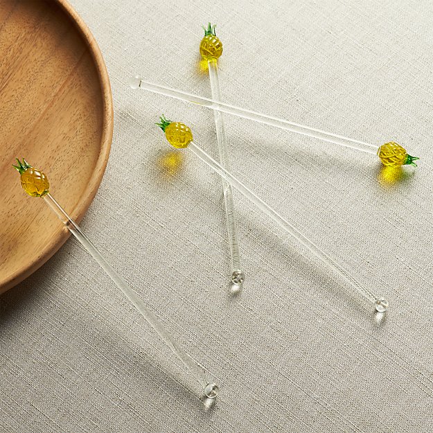 Pineapple Swizzle Sticks Set of Four Crate and Barrel