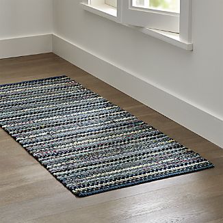Pinstripe Indigo Blue Rug Runner