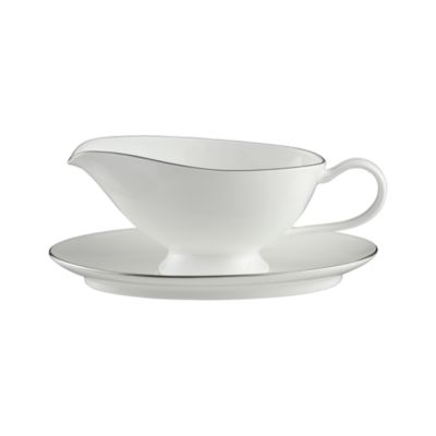 Platinum Rim Gravy Boat with Saucer