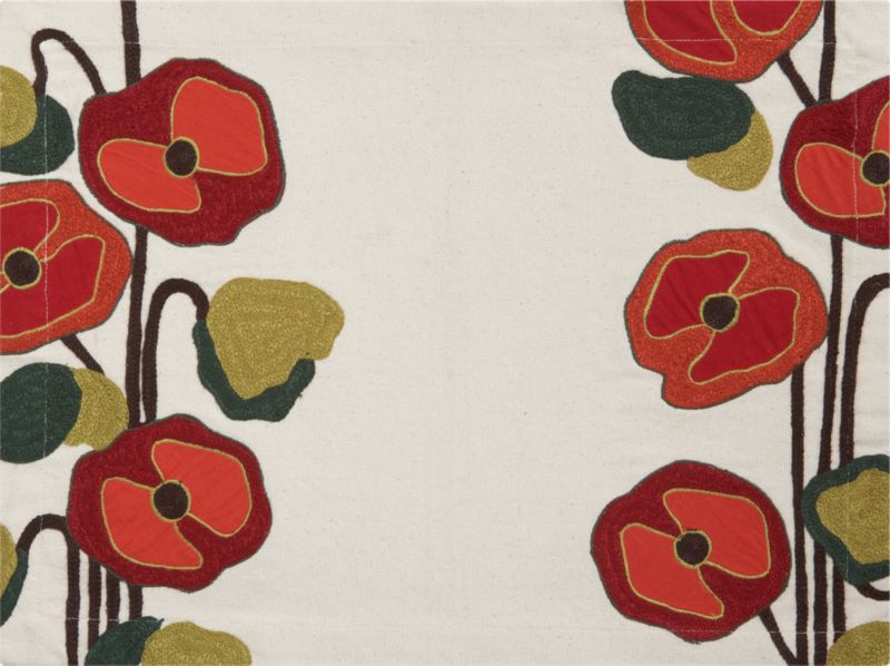 Poppy Embroidered Placemat