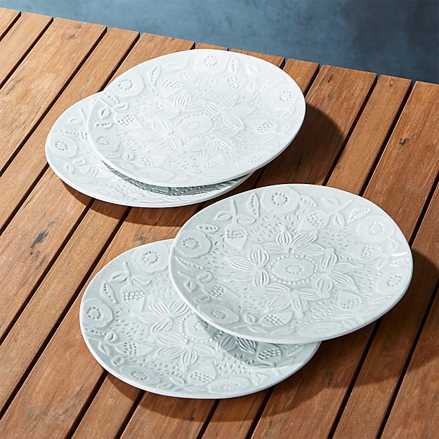Porto Embossed Salad Plates Set of Four Crate and Barrel