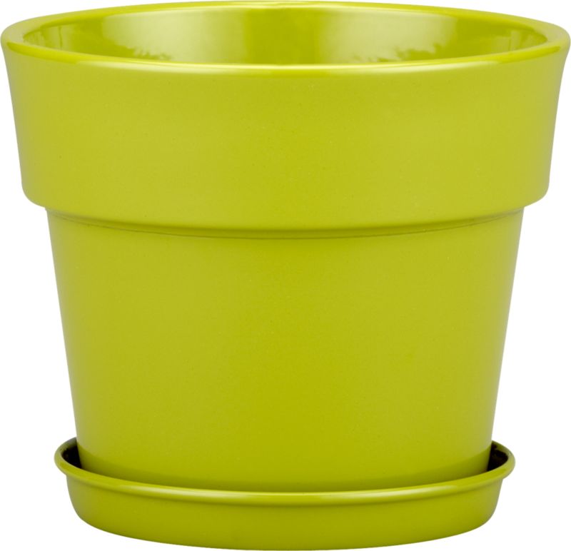 Green 5" Pot with Saucer