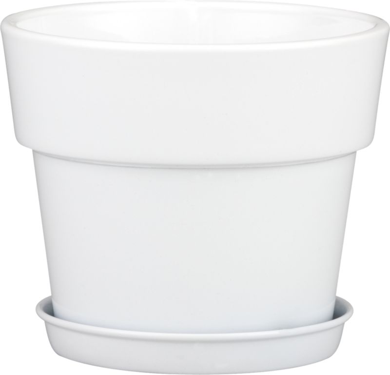 White 8" Pot with Saucer