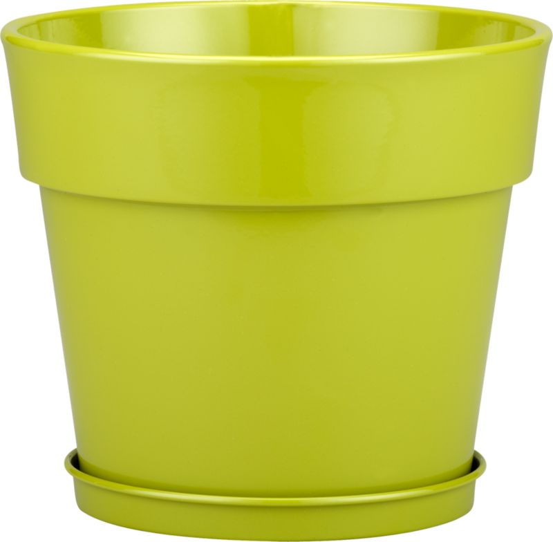 Green 8" Pot with Saucer
