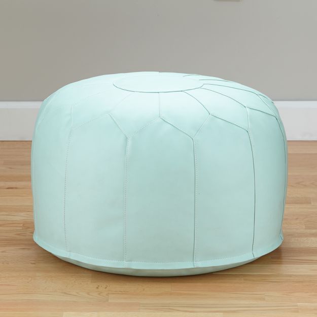 Faux Leather Mint Pouf + Reviews Crate and Barrel