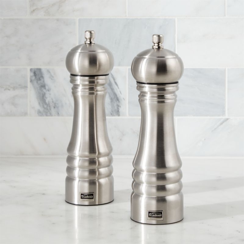 Stainless Steel Salt and Pepper Grinders | Crate and Barrel Stainless Steel Salt And Pepper Grinder
