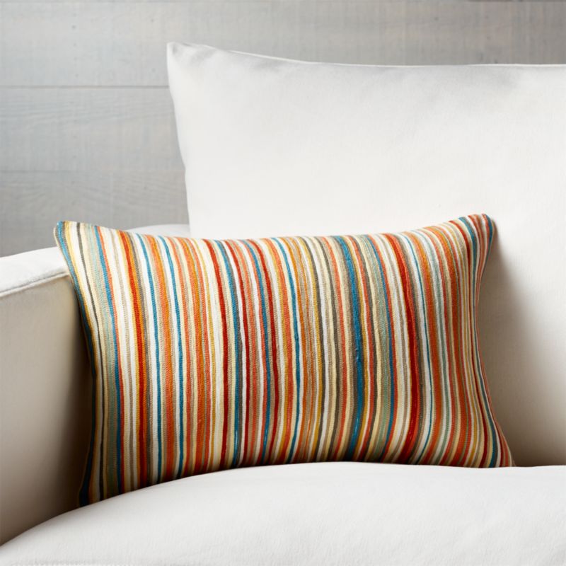 Pruitt Striped 18"x12" Pillow with DownAlternative Insert Crate and