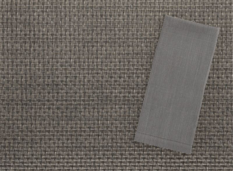 Chilewich® Purl Graphite Placemat and Lustre Silver Napkin