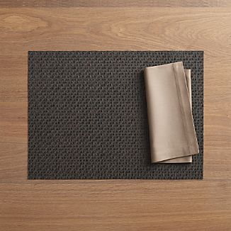 Chilewich ® Purl Bronze Vinyl Placemat and Fete Brindle Cotton Napkin