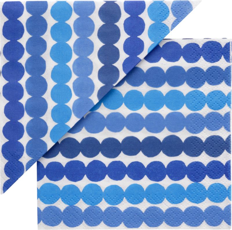 Marimekko Räsymatto Blue and White Paper 4.75" Napkins Set of 20
