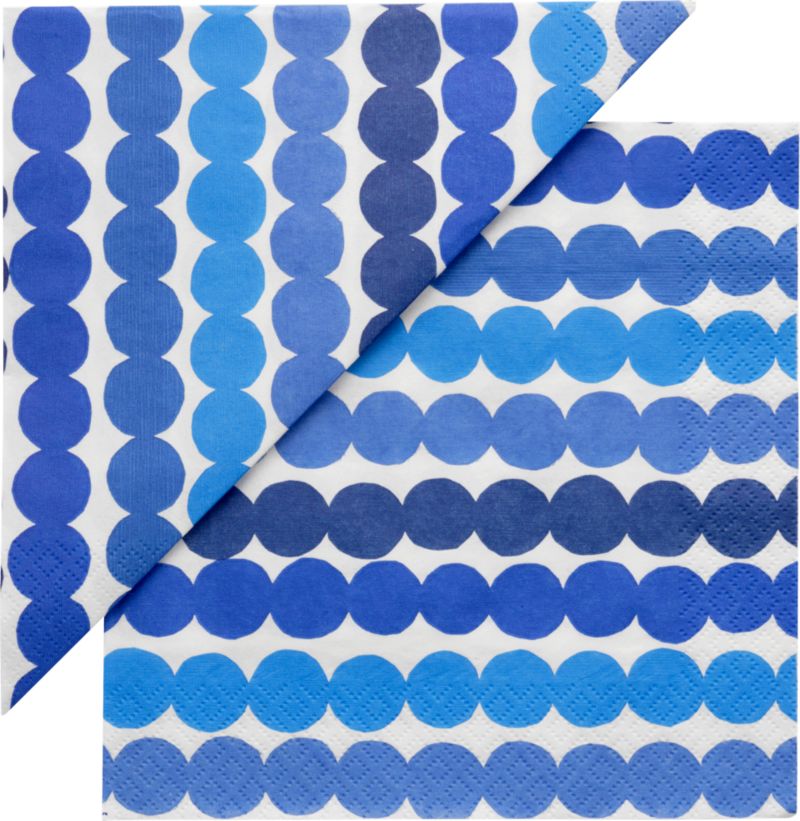 Set of 20 Marimekko Räsymatto Blue and White Paper 6.5" Napkins