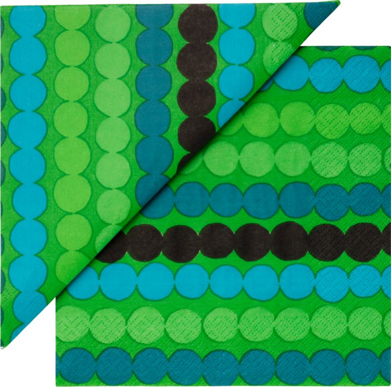 Set of 20 Marimekko Räsymatto Green Paper 6.5" Napkins