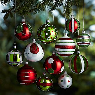 Red and Green Christmas Ornaments | Crate and Barrel