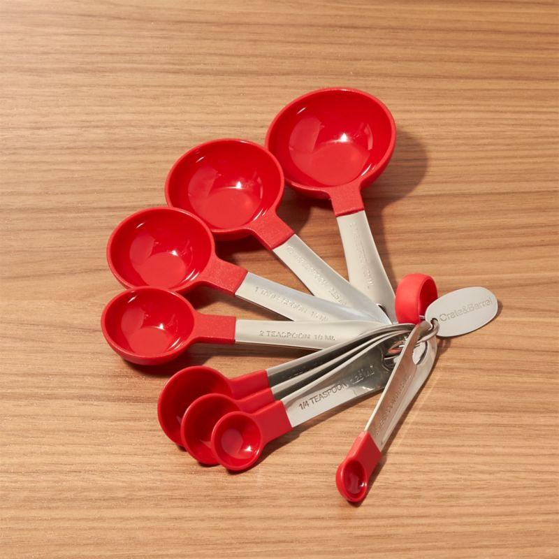Set of 8 Red Measuring Spoons Crate and Barrel