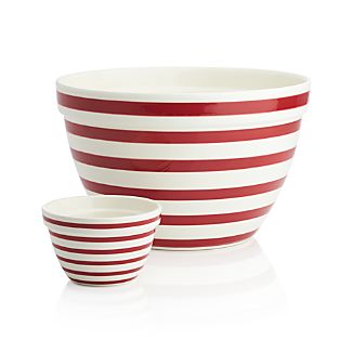 Red and White Stripe Bowls