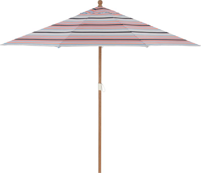 9' Round Sunbrella® Regatta Stripe Umbrella with Eucalyptus Frame