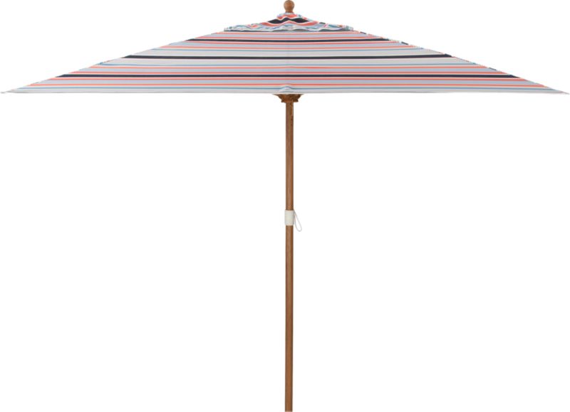 Rectangular Sunbrella® Regatta Stripe Umbrella with Eucalyptus Frame