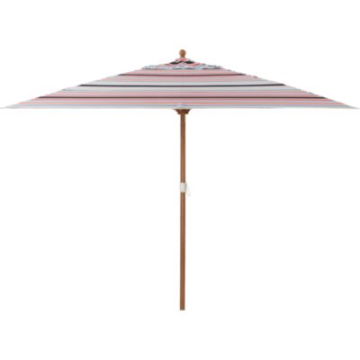 Rectangular Sunbrella Regatta Stripe Umbrella with Eucalyptus Frame