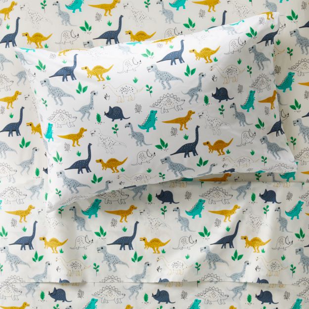 Organic Dinosaur Twin Sheet Set + Reviews Crate and Barrel