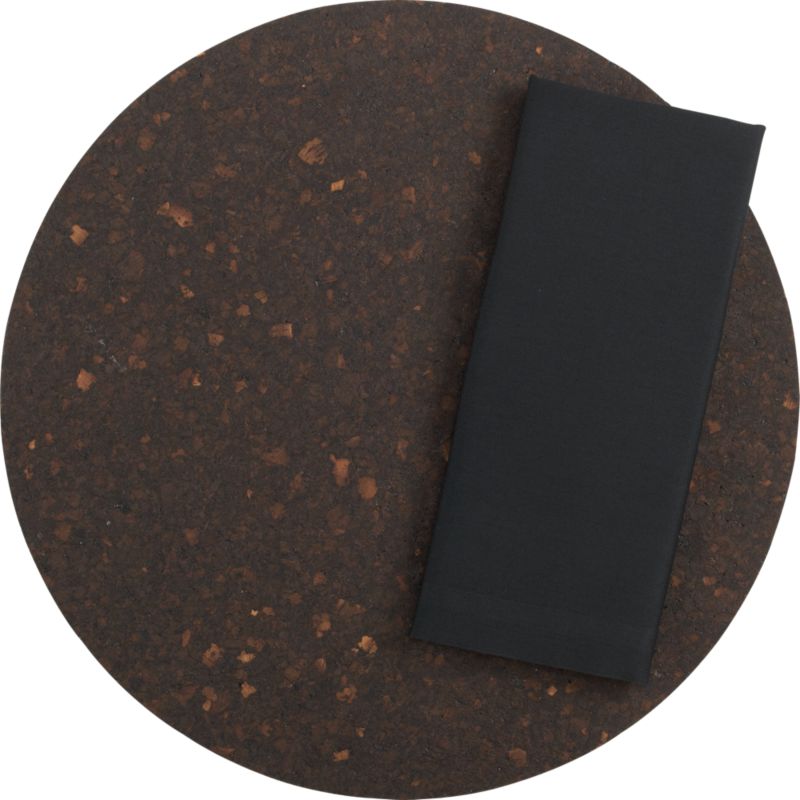 Reversible Dark Cork Placemat and Cotton Black Napkin