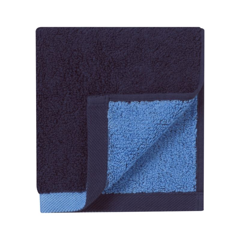 Reversible Blue Washcloth. 13" sq.