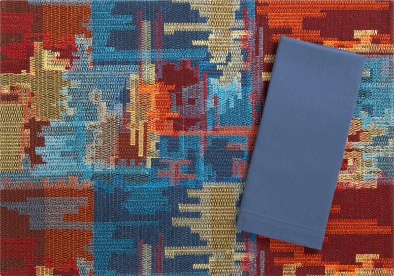 Rex Placemat and Cotton Smoky Blue Napkin