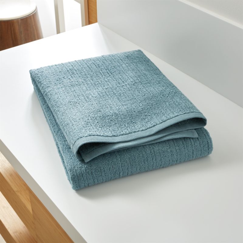 Ribbed Teal Bath Sheet Crate and Barrel