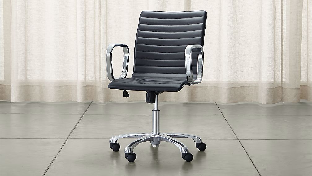 Ripple Black Leather Office Chair 