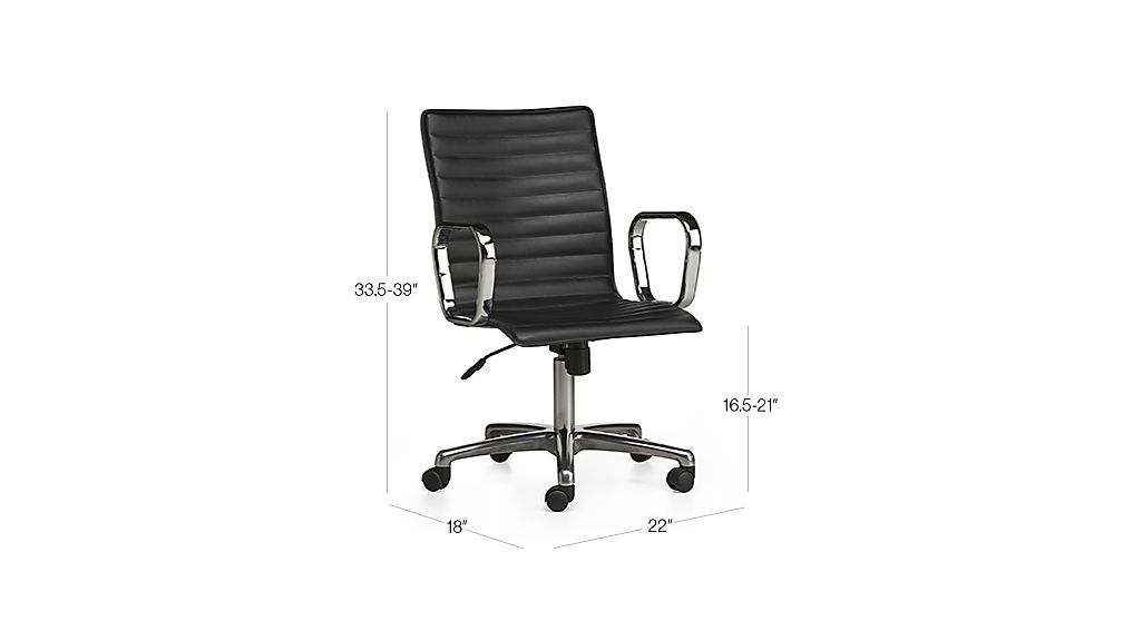 Ripple Black Leather Office Chair with Chrome Base + Reviews Crate and Barrel