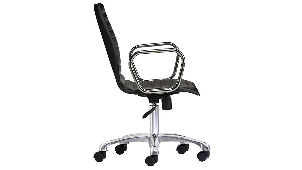 Ripple Black Leather Office Chair Crate and Barrel