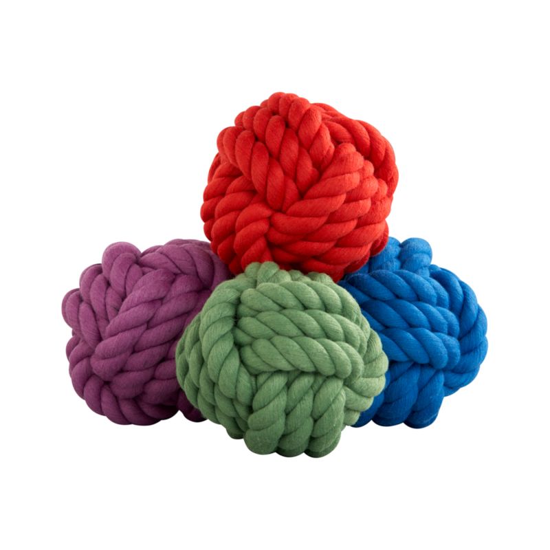 Set of 4 Rope Ball Large Dog Toys