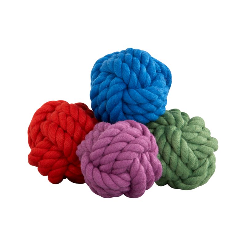 Set of 4 Rope Ball Small Dog Toys