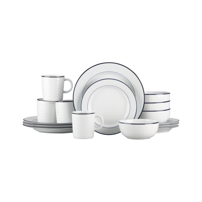 Roulette Blue Band 16-Piece Dinnerware Set