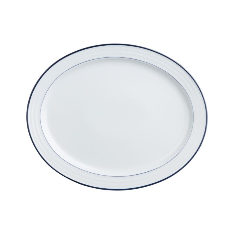 Roulette Blue Band Oval Platter 15"