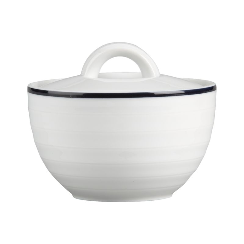 Roulette Blue Band Sugar Bowl with Lid