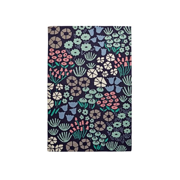 4x6' Blue Floral Rug + Reviews Crate and Barrel