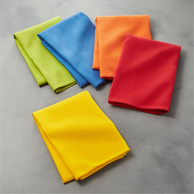 Set of 5 Salsa Solid Dish Towels Crate and Barrel