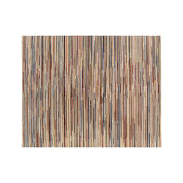 Savoy Cream Striped Hand Knotted Wool 8'x10' Rug Crate and Barrel