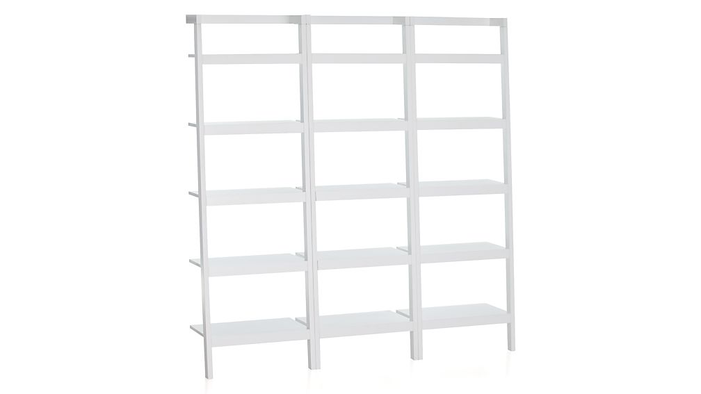 Sawyer White Leaning 24.5" Bookcases Set of Three Crate and Barrel
