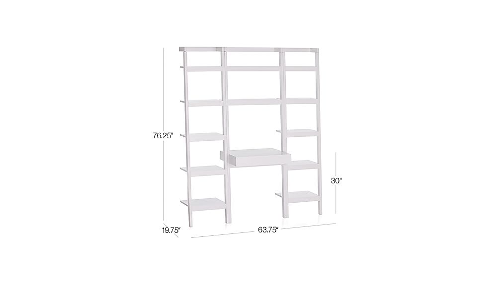 Sawyer White Leaning Desk with Two 18" Bookcases Crate and Barrel