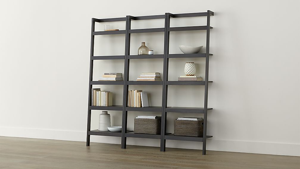 Sawyer Grey Leaning 24.5" Bookcases Set of Three Crate and Barrel