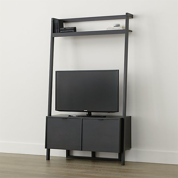Sawyer Grey Leaning Media Stand Crate and Barrel