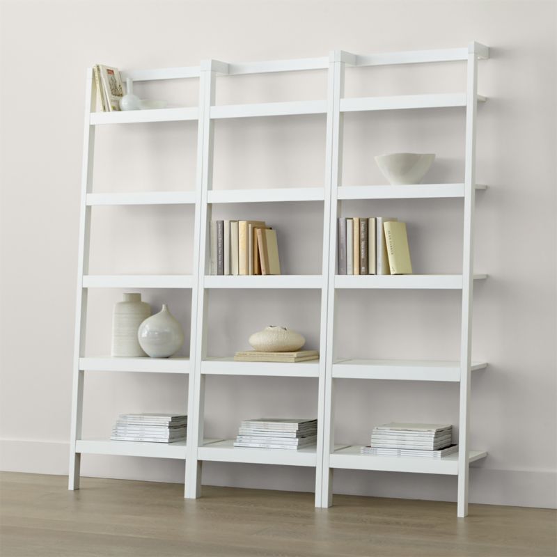 Sawyer White Leaning 24.5" Bookcases Set of Three | Crate ...