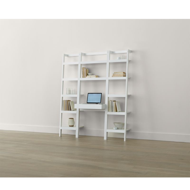 Sawyer White Leaning Desk with Two 18" Bookcases Crate and Barrel