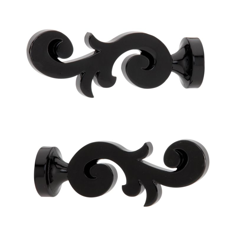 Set of 2 Scroll High Gloss Black Finials