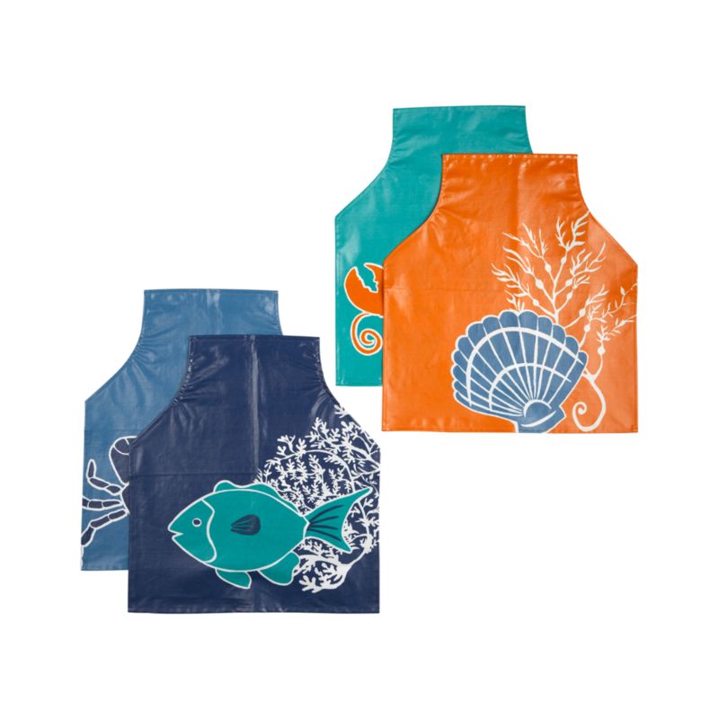Set of 4 Harbor Seafood Bibs