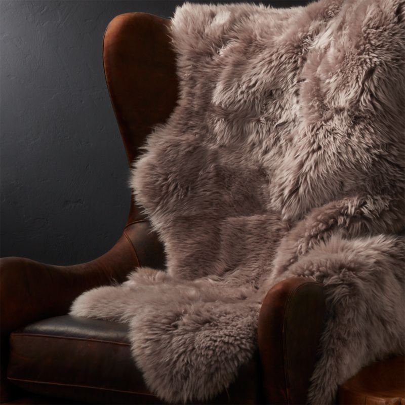 Sheepskin Taupe 42"x72" Throw/Rug Crate and Barrel